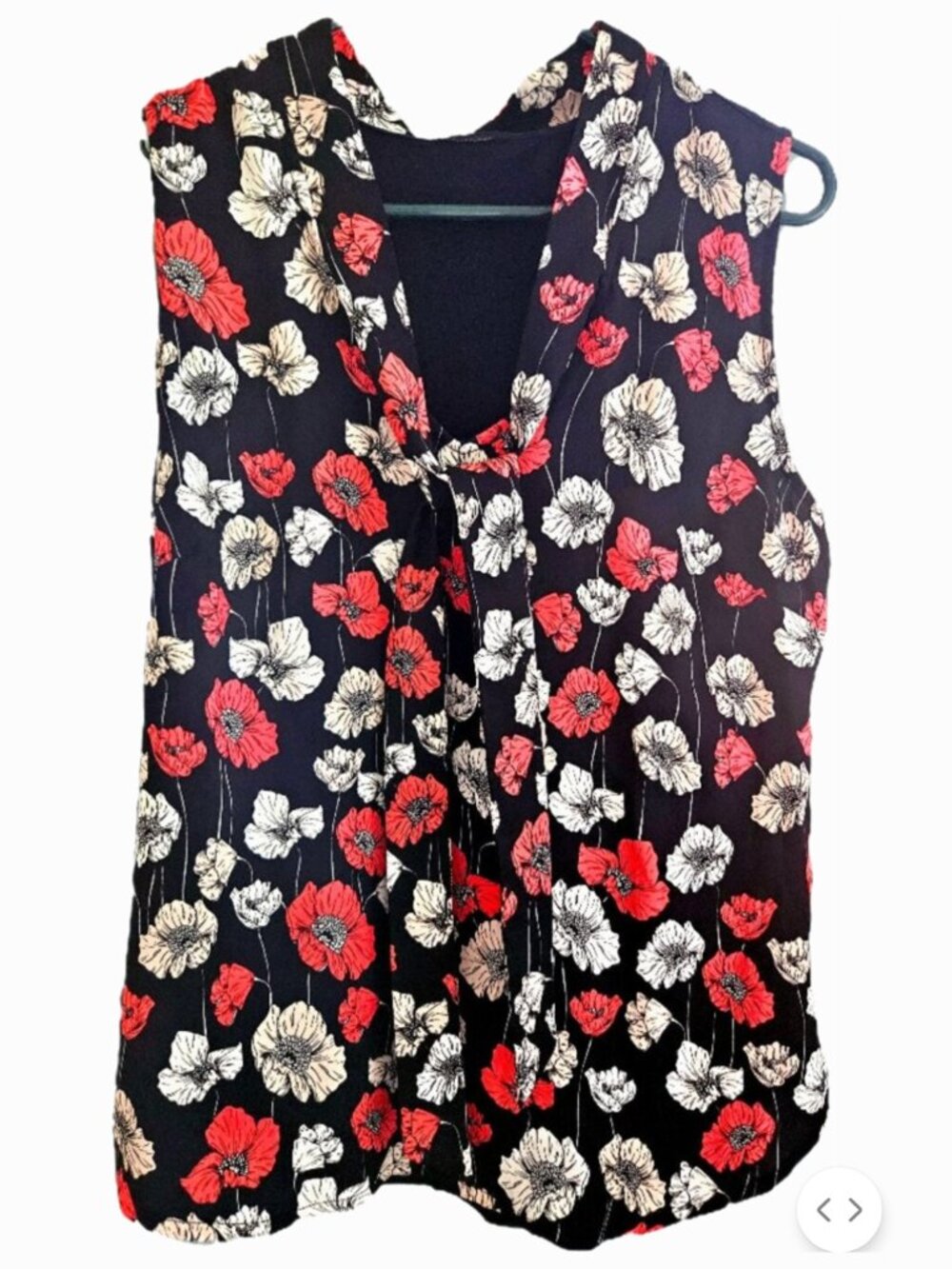 Floral Red White Blue Top Size S